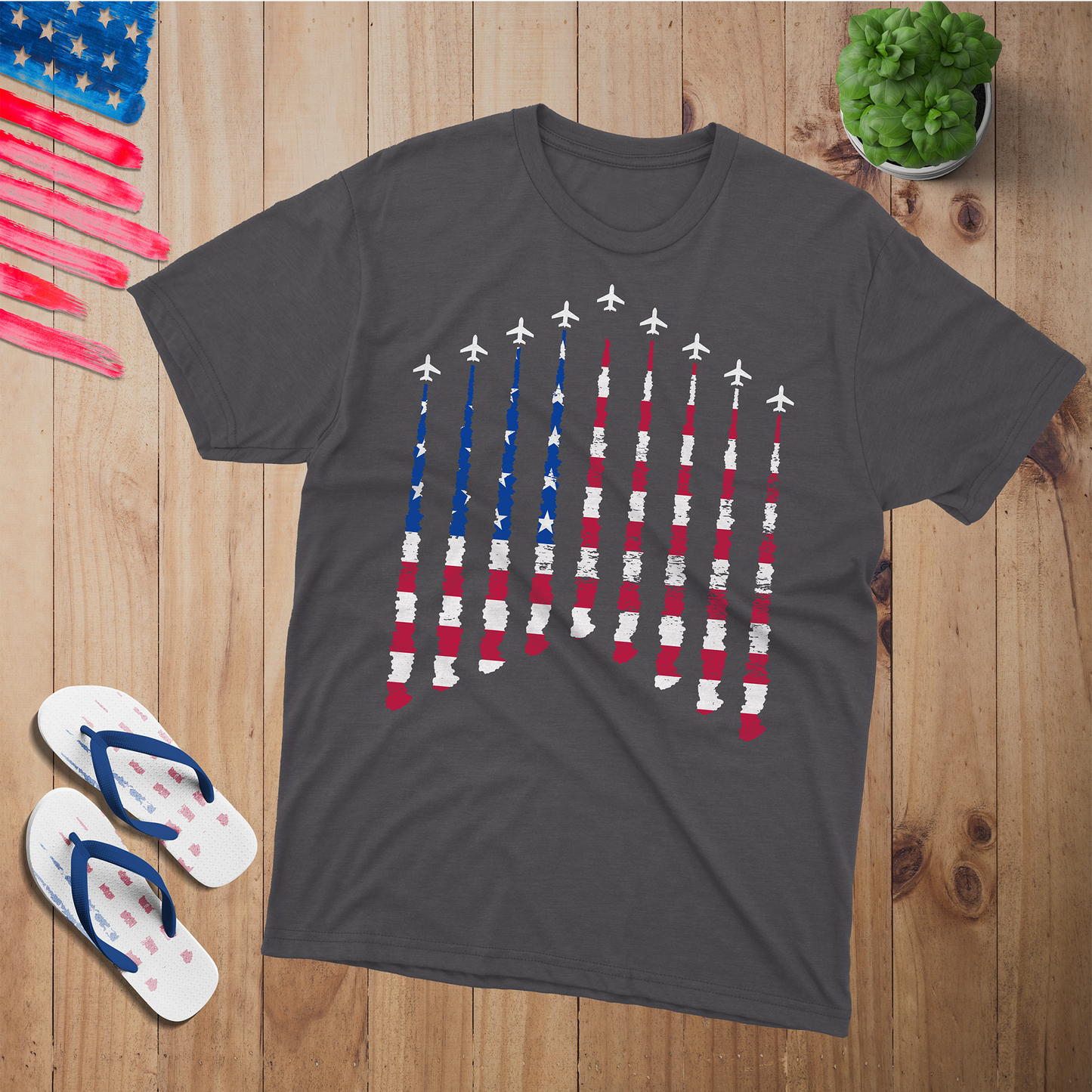 Airplane Smoke Tee 100% USA Made Cotton T-Shirt