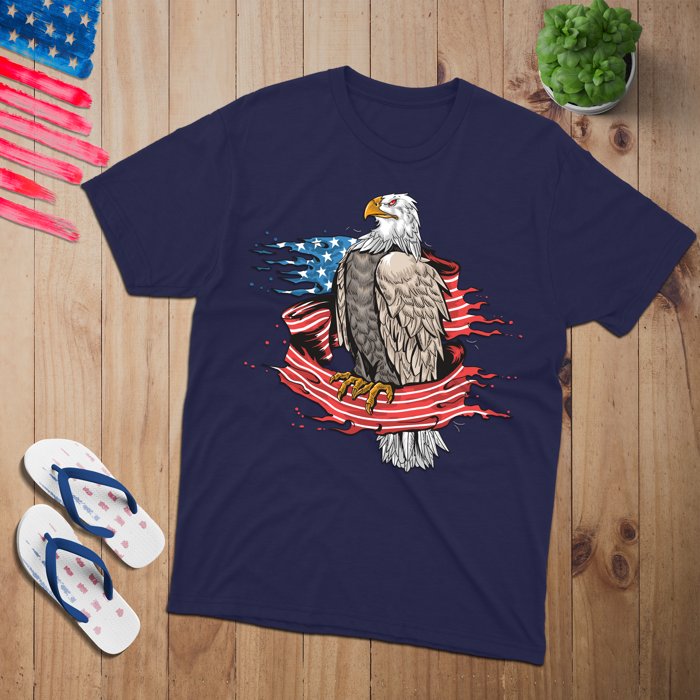 Eagle on Flag T-Shirt - Patriotic American