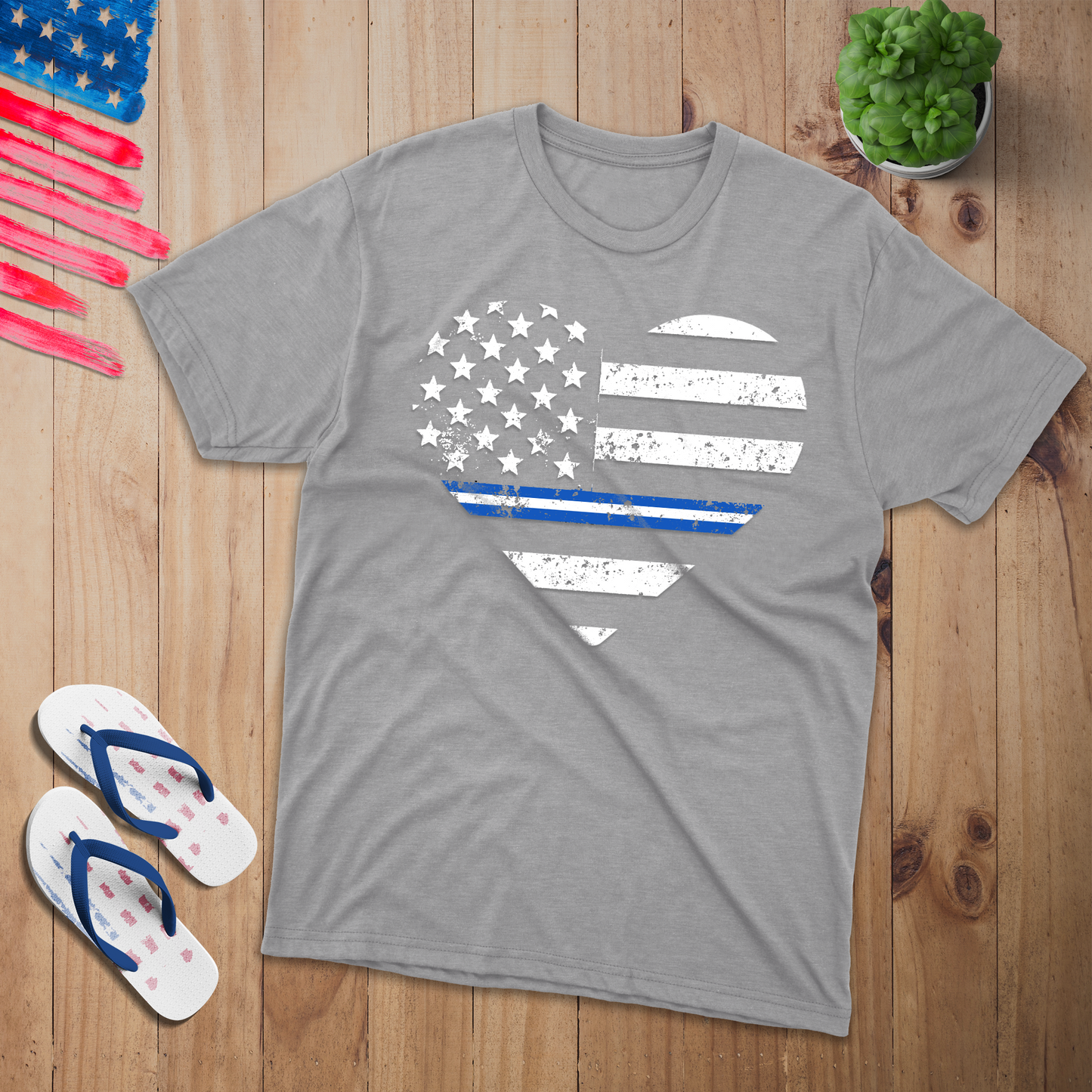 Love USA Blue White Stripe T-Shirt - Patriotic American