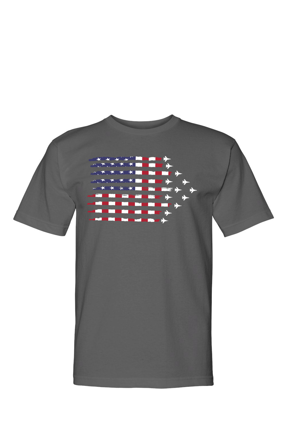 US Fighter Plane Flag 100% USA Made Cotton T-Shirt