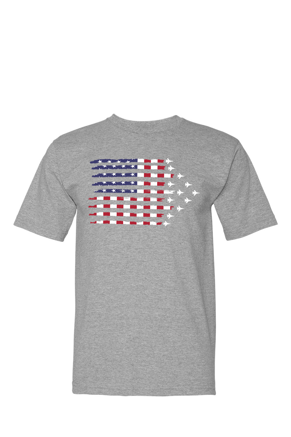 US Fighter Plane Flag 100% USA Made Cotton T-Shirt