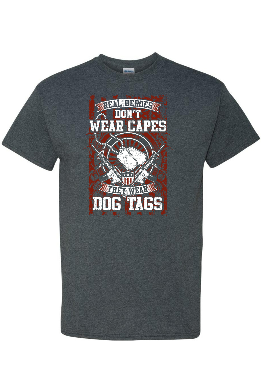 Real Heroes Dog Tags T-Shirt - Patriotic American