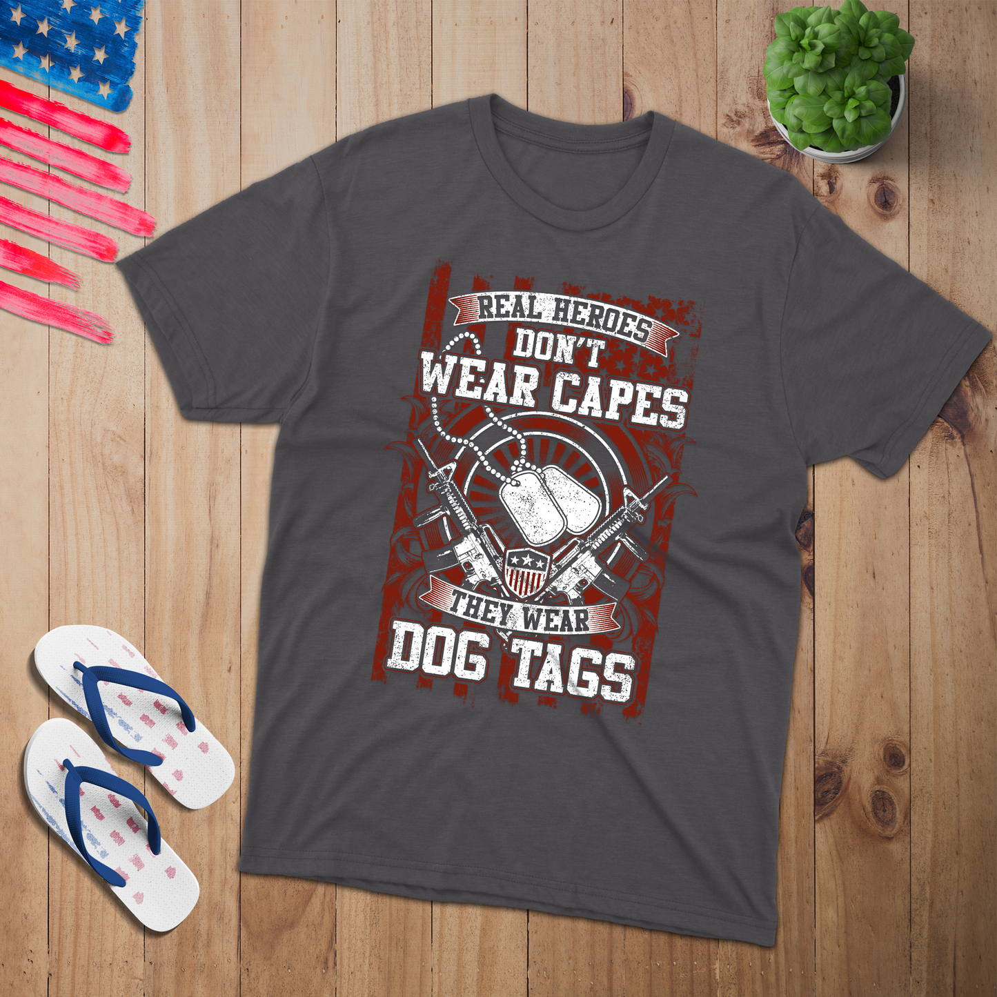 Real Heroes Dog Tags 100% USA Made Cotton T-Shirt