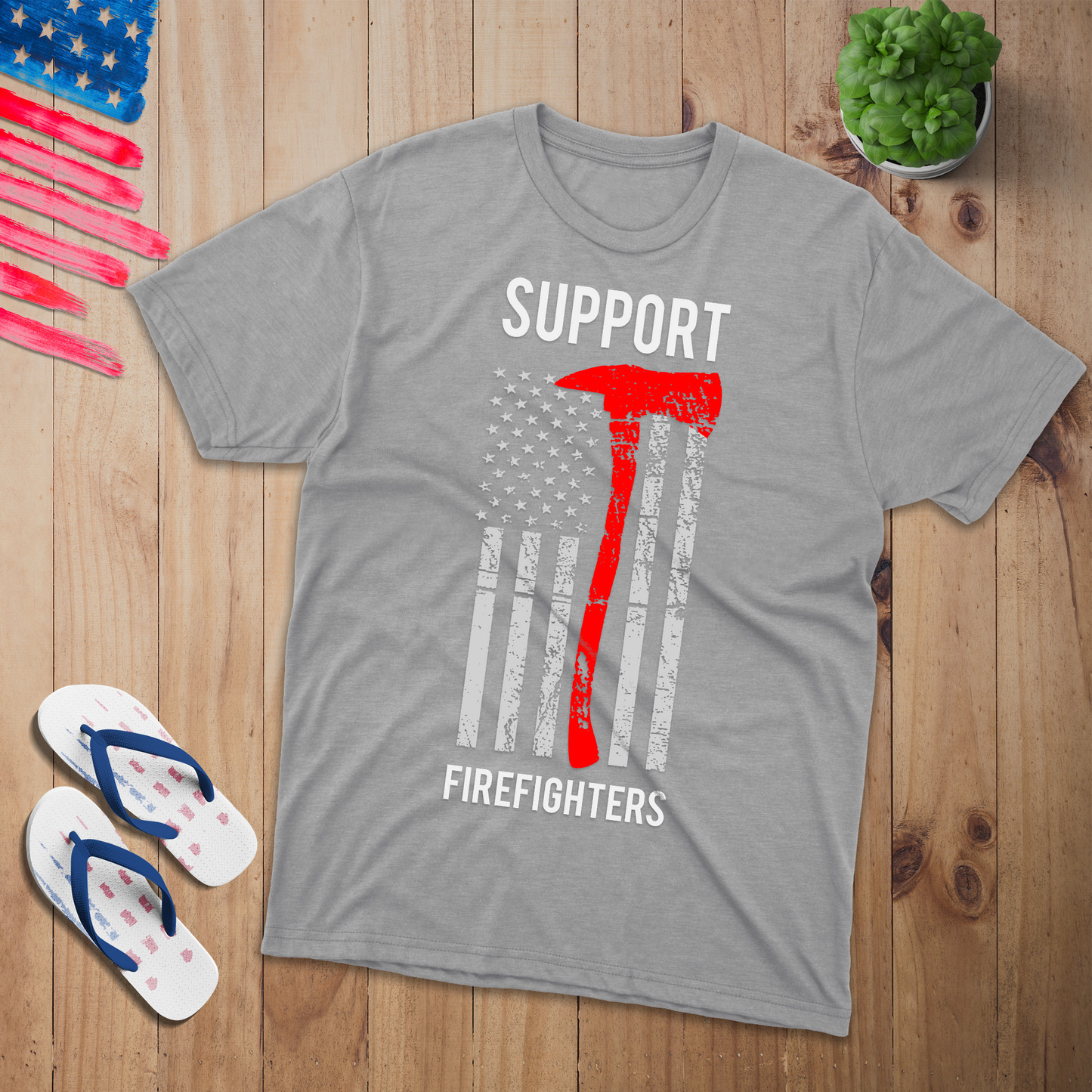 Support Firefighters T-Shirt - Patriotic American