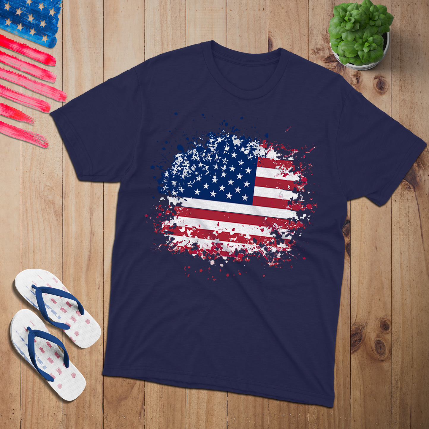 Beautiful Tore America Flag 100% USA Made Cotton T-Shirt