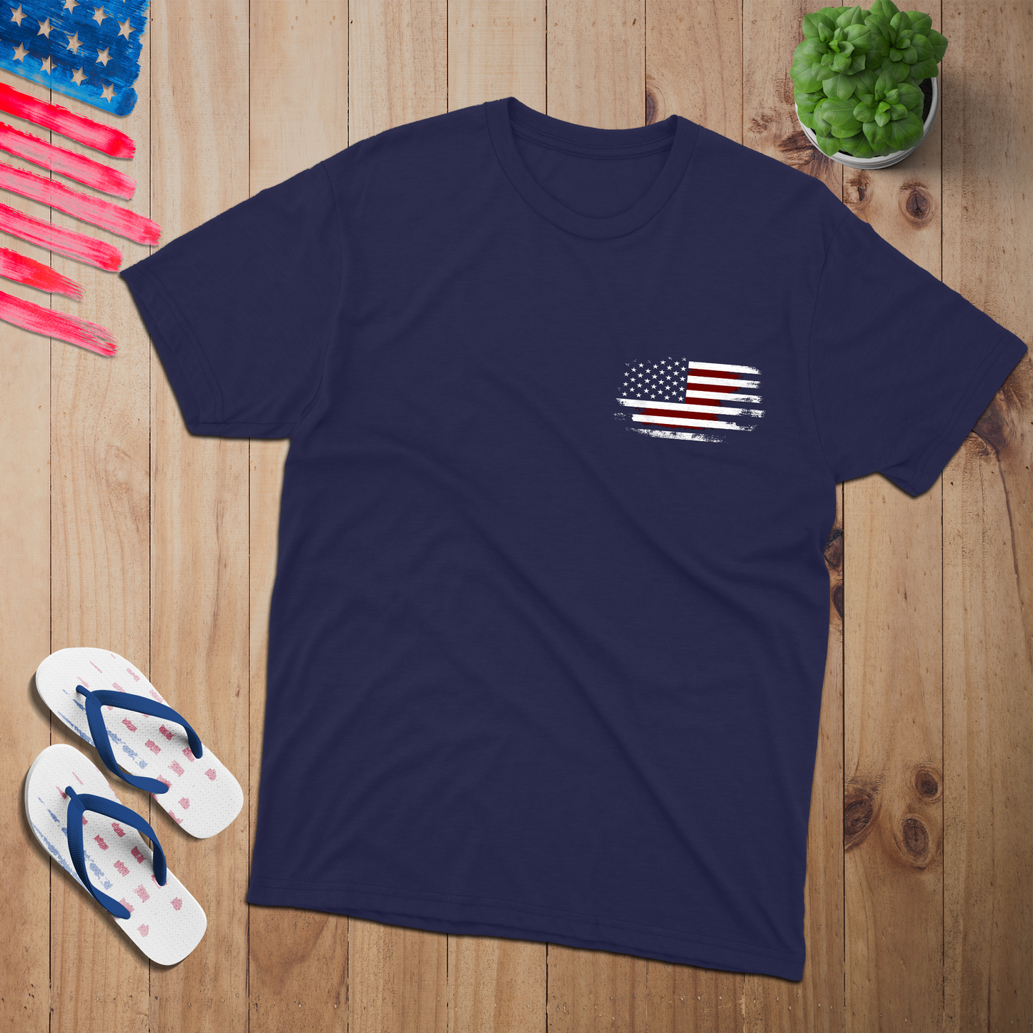Flag Of US 100% USA Made Cotton T-Shirt