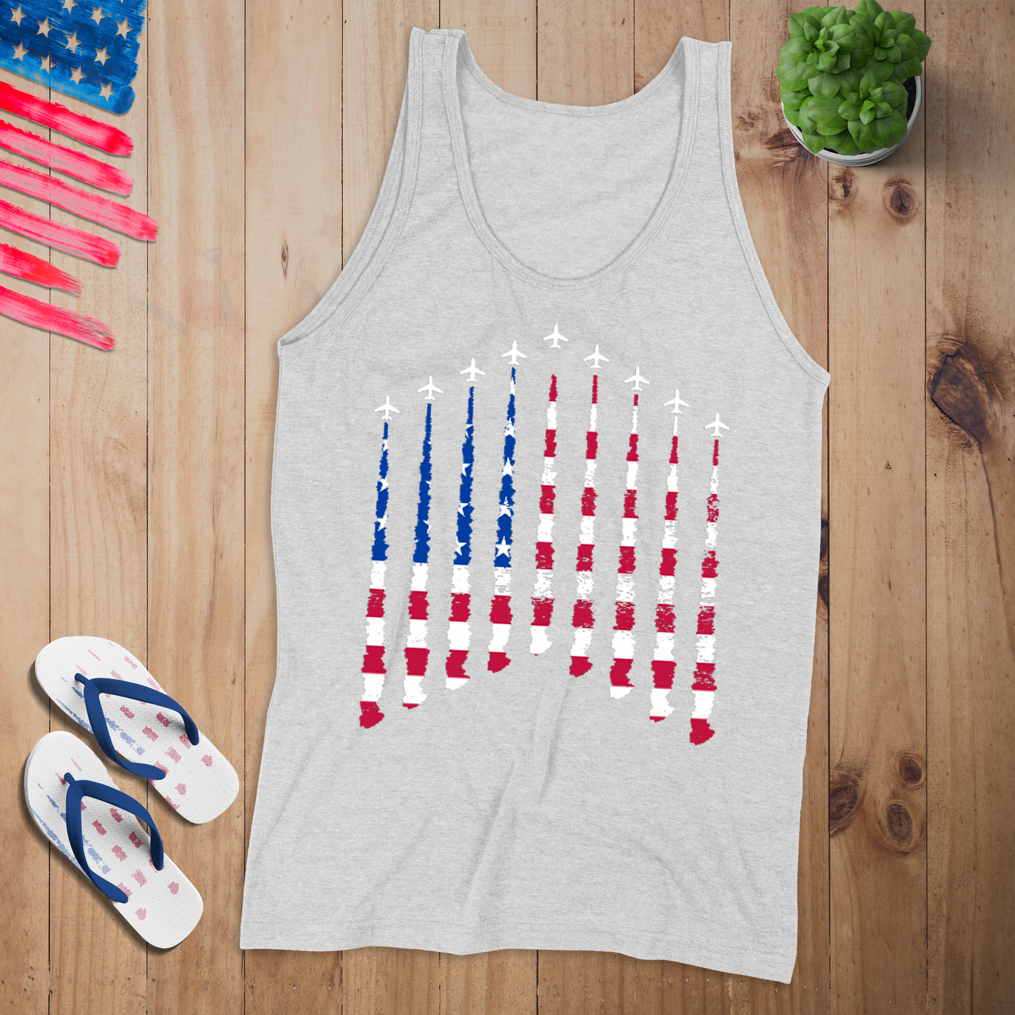 Airplane Smoke USA - Tank Top - Patriotic American