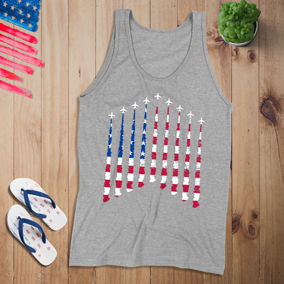 Airplane Smoke USA - Tank Top - Patriotic American