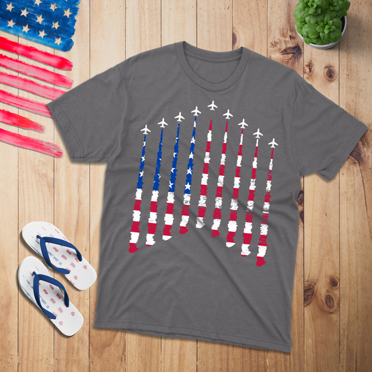 Airplane Smoke Tee Shirt - Patriotic American