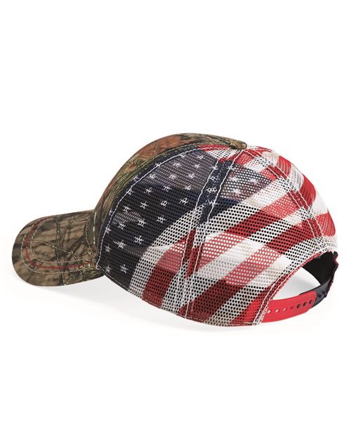 Camo with American Flag Mesh Back Cap - Patriotic American
