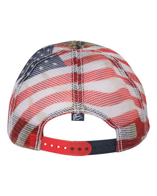Camo with American Flag Mesh Back Cap - Patriotic American