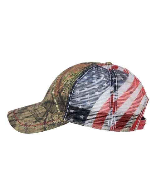 Camo with American Flag Mesh Back Cap - Patriotic American