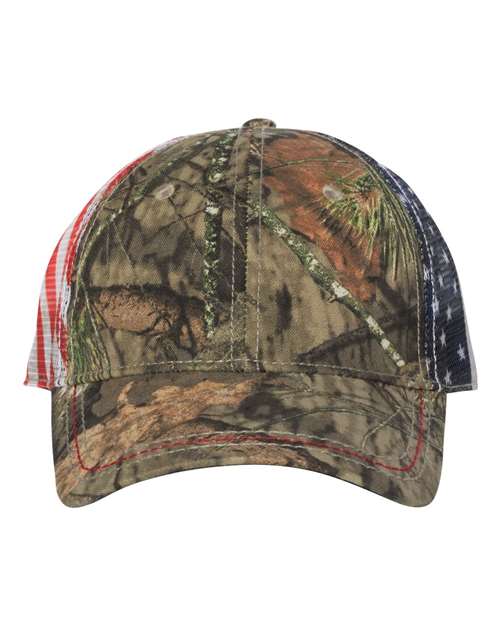 Camo with American Flag Mesh Back Cap - Patriotic American