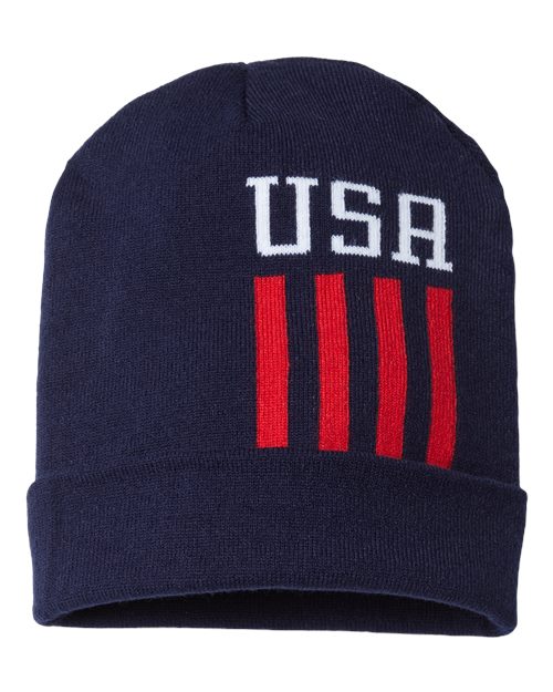 USA-Made Patriotic Cuffed Navy Beanie