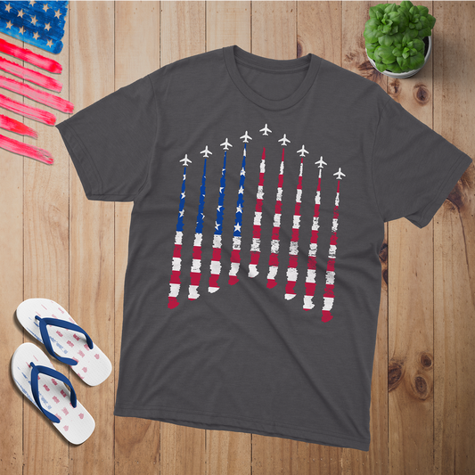 Airplane Smoke Tee 100% USA Made Cotton T-Shirt
