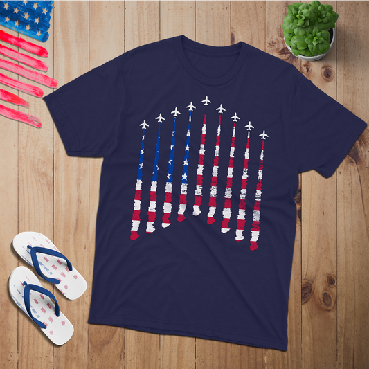 Airplane Smoke Tee 100% USA Made Cotton T-Shirt