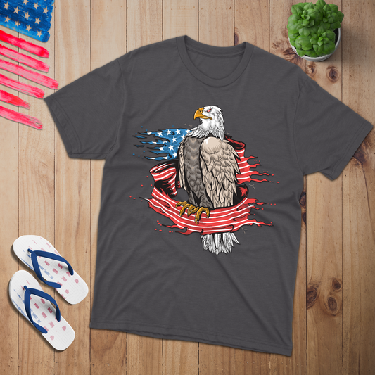 Eagle on Flag T-Shirt - Patriotic American