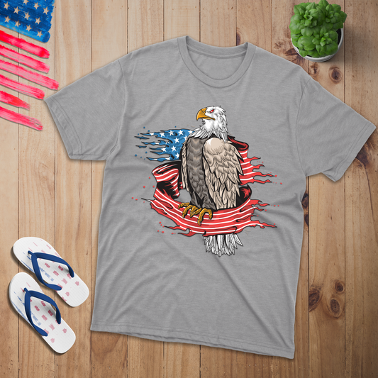 Eagle on Flag T-Shirt - Patriotic American