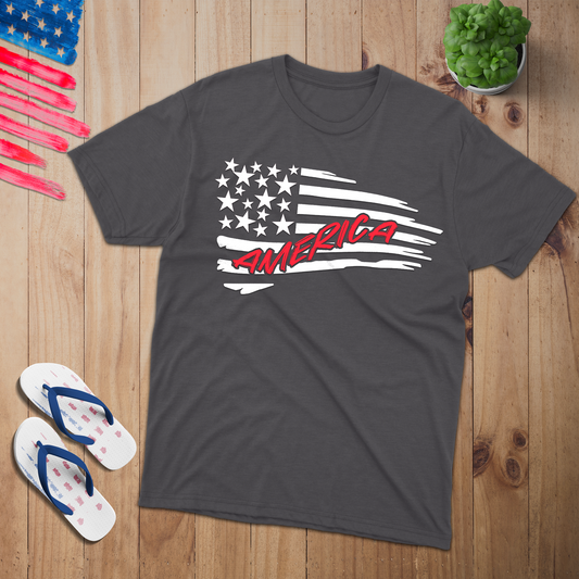 America Flag 100% USA Made Cotton T-Shirt