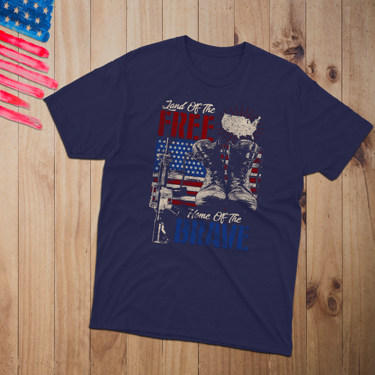 Land of Free Home of the Brave 100% USA Made Cotton T-Shirt