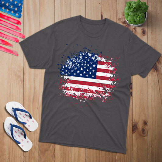 Beautiful Tore America Flag 100% USA Made Cotton T-Shirt
