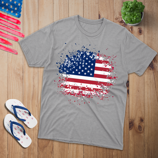 Beautiful Tore America Flag 100% USA Made Cotton T-Shirt